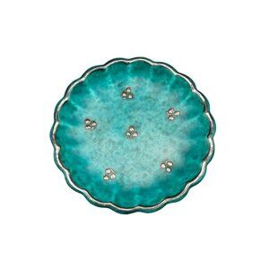 Gustavsberg Sweden Argenta Ceramic Dish Silver Detail Scalloped Art Pottery